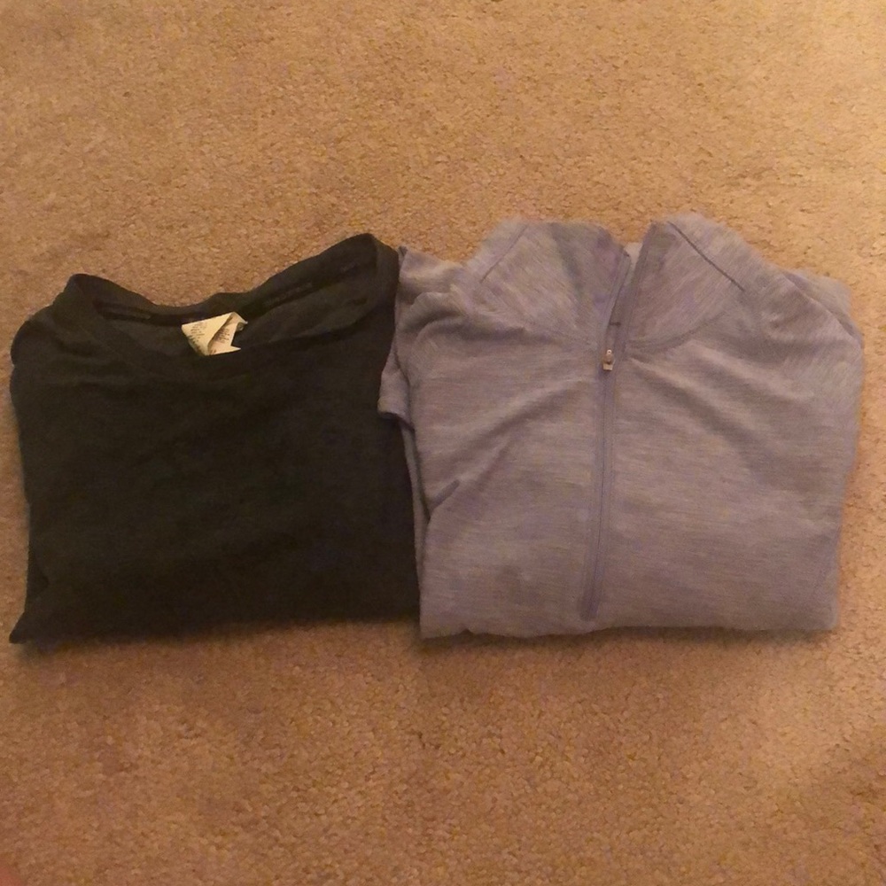 TWO piece workout set, one quarter zip, one tee